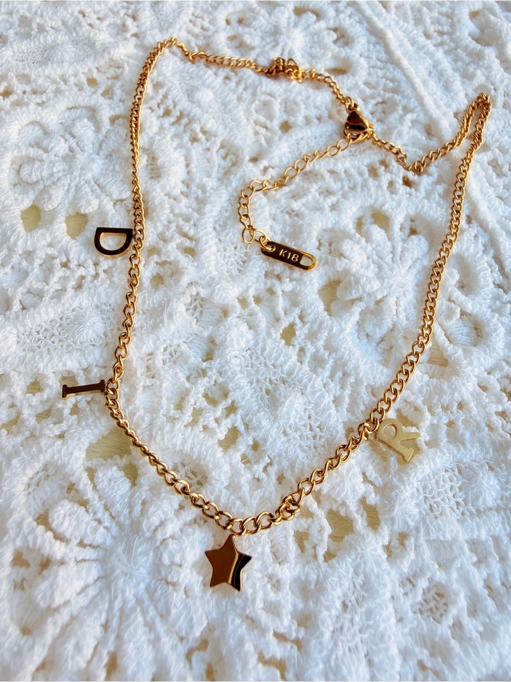 K18 Gold Plated Star & Letter Charm Necklace - Picture 3 of 5
